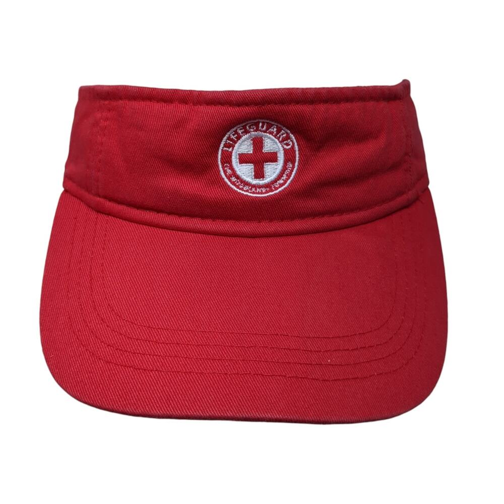 Lifeguard Strapback Sun Visor Cap Red OS Adjustable Embroidered Lightweight
